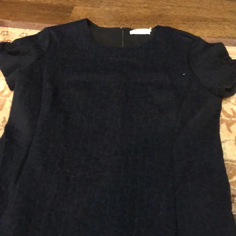 Tory Burch Textured Short Sleeve Flounce Dress